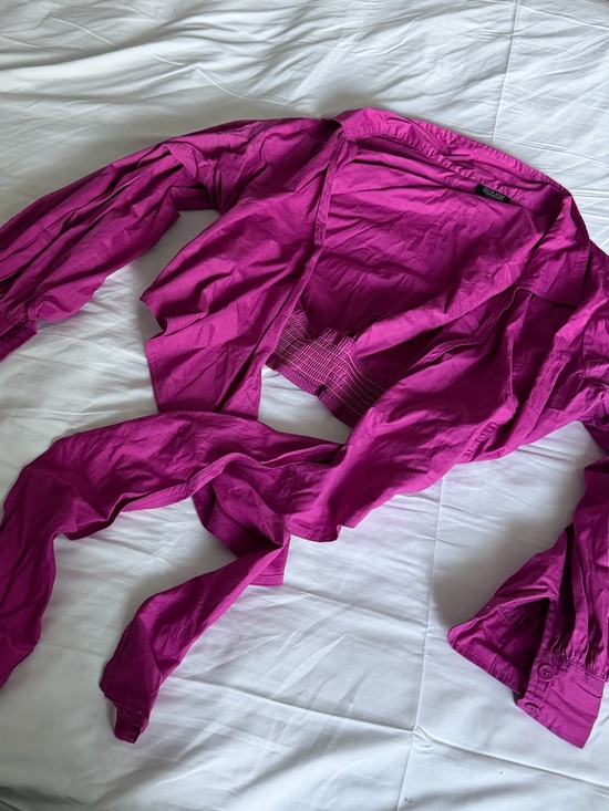 Tops - Fuchsia Tie-Front Blouse crop